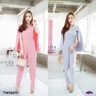 CS5041 จั้มสูทขายาว K.R. แขนยาวผ่าแขน K.R. long-sleeved jumpsuit with split sleeves