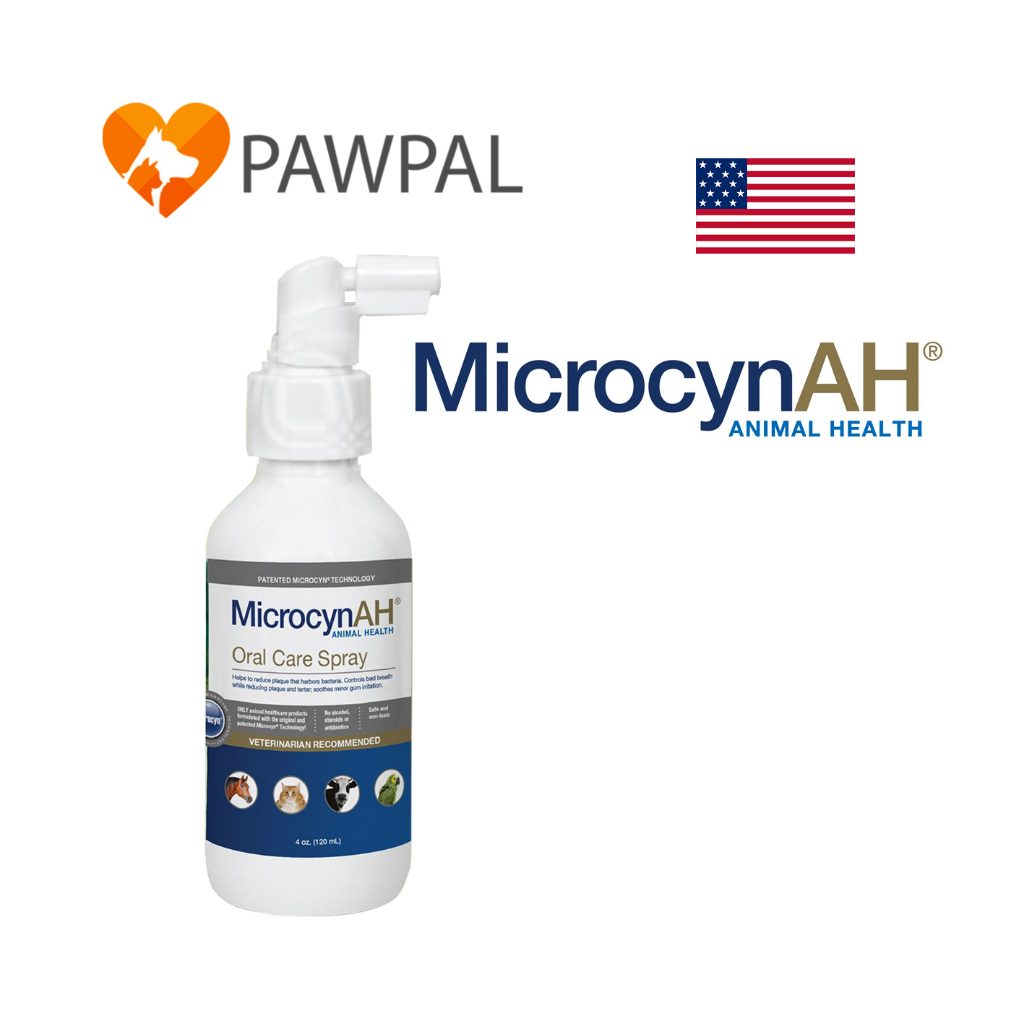 MicrocynAH Oral Care Spray 120 ml 🔥Exp.2028 สเปรย์พ่นช่องปาก ลดคราบหินปูน สัตว์เลี้ยง สุนัข แมว กระต่าย exotic