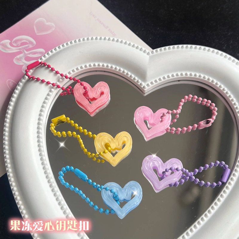 พร้อมส่ง💓 พวงกุญแจเจลลี่รุปหัวใจสามมิติ สไตล์ใหม่ พวงกุญแจ