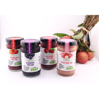 Tasty Organique แยมผลไม้สุขภาพ แยมคลีน แคลอรี่ต่ำ ไม่เติมน้ำตาล Strawberry Blueberry Raspberry Chia Jam, Lychee Rose Jam