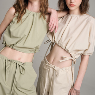 Amu - amu crop top / amu gathered / amu parachute trousers /  amu cargo pants