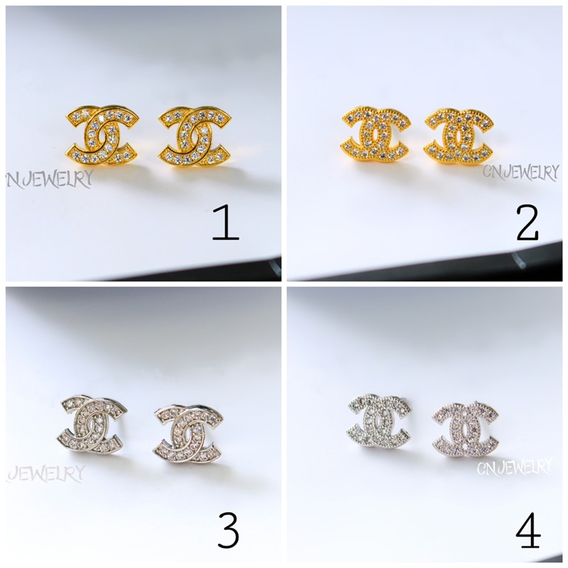 [⚡️ลดเพิ่ม 30% เก็บโค้ดหน้าร้าน] 1คู่ ต่างหู CC LV (วัสดุอย่างดี ไม่ลอกดำ แพ้ง่ายใส่ได้) CN Jewelry