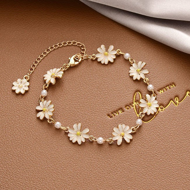 สร้อยข้อมือดอกเดซี่ มีสินค้าพร้อมส่ง ดอกไม้ เดซี่ สร้อยคอดอกเดซี่