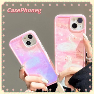 🍑CasePhoneg🍑ป้องกันการหล่น ขอบเต็ม 11 14 pro max สีชมพู หงส์ สาวน่ารักหัวใจ หวานสวย เรียบง่าย case for iPhone 12 13