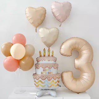 ร้านไทย พร้อมส่ง มาใหม่2024ลูกโป่งตัวเลขสีครีม สีคาราเมล 32”และ 40”