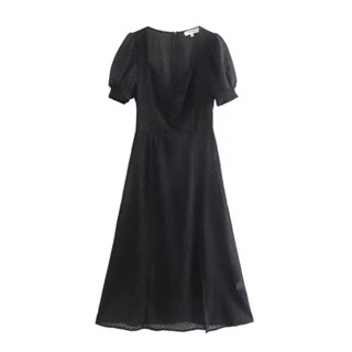 🖤🩶Hady dress เดรสกระโปรงยาวปักลูกปัดแบบเรียบหรู มีซิปหลัง