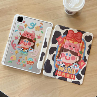 🔥พร้อมส่ง🔥เคสไอแพด Air5 Gen9 10.2 cute girl ช่องใส่ปากกาขวา Acrylic การ์ตูนวัว เคสiPad Pro11 gen9 air4 air3 Gen8 Gen6/5