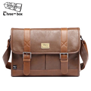 Threebox สะพายข้าง ขนาด13นิ้ว  the best seller เรียบง่ายคือดี คุณภาพหนัง pu การตัดเย็บ อะไหล่หัวซิปแข็งแรง ตามสไตล์
