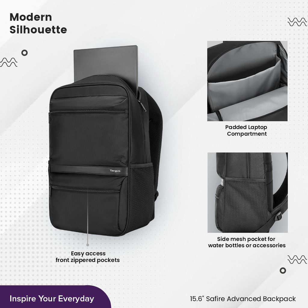 กระเป๋าเป้ใส่โน๊ตบุ๊คสำหรับขนาด 15.6 นิ้ว Targus  Safire Advanced Backpack (Black) [TBB591GL]