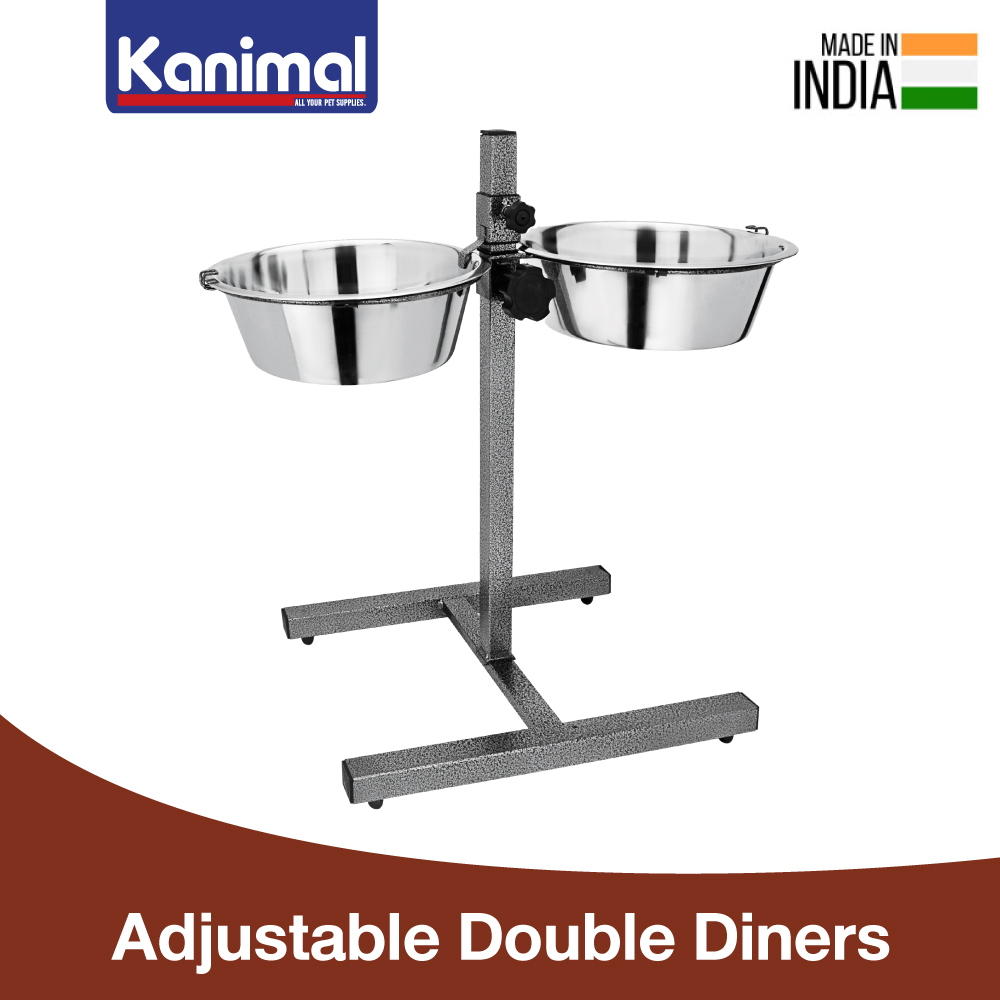 [90250] Kanimal Stainless Bowl Set ชุดชามอาหารสแตนเลส ปรับระดับได้ สำหรับสุนัขพันธุ์กลาง-ใหญ่ (Regular) 47.5 x 43.8 ซม.