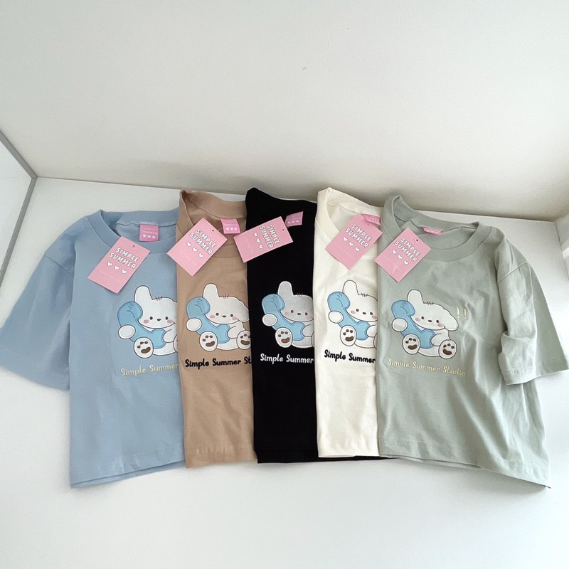 Sugarbeetshop | S265 CROP หมาโทรศัพท์ เสื้อยืดทรงครอปผ้าคอตตอน