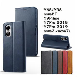 เคสฝาพับหนัง เคสมีแม่เหล สำหรับ HUAWEI Y6S Y9S noca5T Y9Prime Y7Pro 2018 2019 nova3i nova7i  เคสฝาพับ เคสเปิดปิด