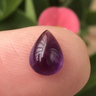 1.11 ct 8x6mm พลอยอเมทิสต์ หยดน้ำหลังเบี้ย บราซิล Pear Cabochon Natural Unheated Purple Amethyst, Brazil