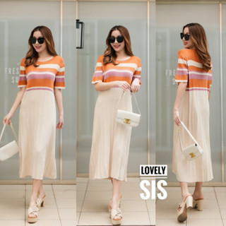 🌈🌿🌼🌺🧡🤎🇰🇷Knit Stripe Maxi Dress