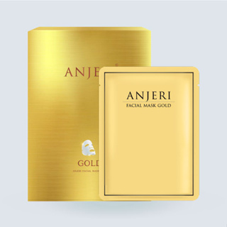 Anjeri Facial Mask Gold (10 Sheets/box)มาส์กหน้า สูตรทองคำบริสุทธิ์ เผยผิวกระจ่างใสอย่างเป็นธรรมชาติ