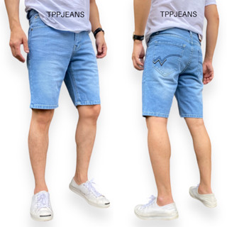 JEANSEXPRESS 41/9Short Mens กางเกงยีนส์ขาสั้นเหนือเข่า สีบลูฟอกซีด ทรงสวย ใส่สบาย เป้าซิป Size 28-36