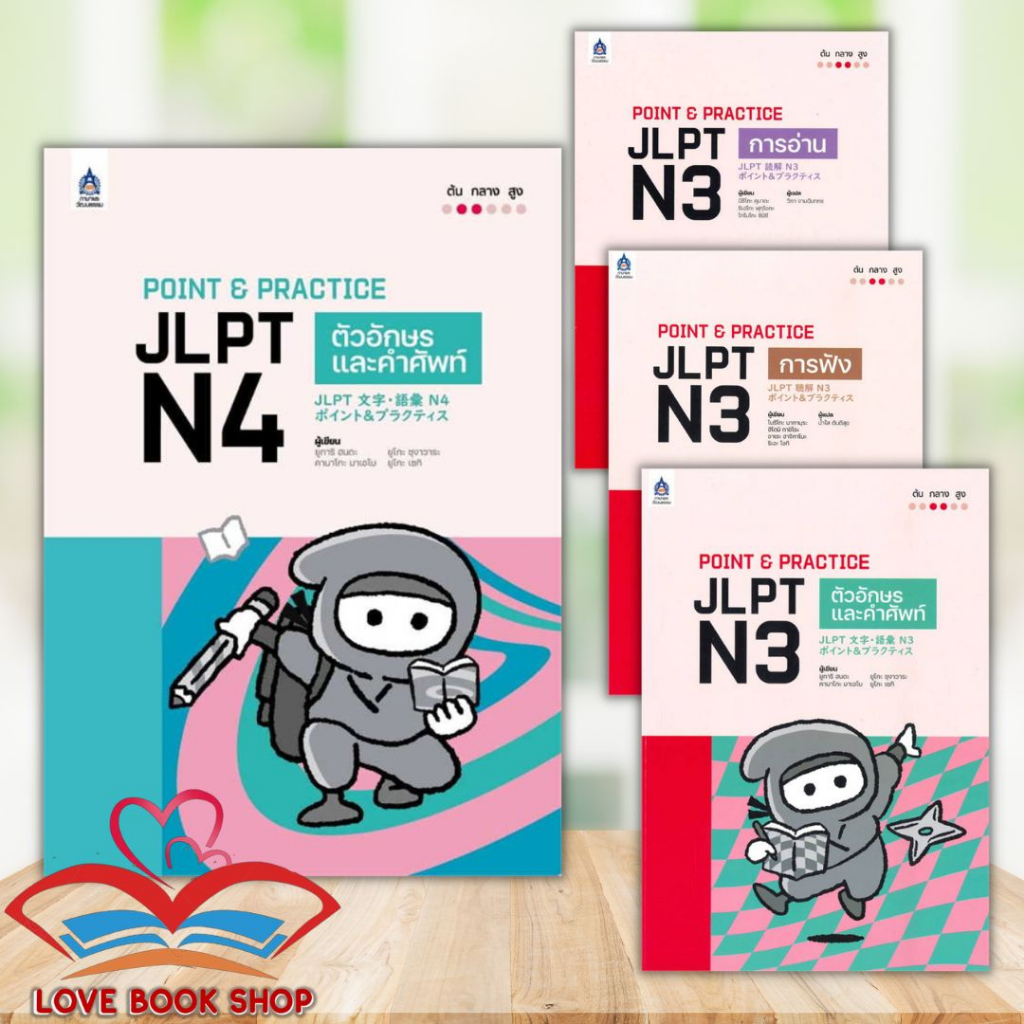หนังสือ POINT & PRACTICE JLPT N3 - N4 การฟัง การอ่าน ตัวอักษรและคำศัพท์ แยกเล่ม ผู้เขียน:โนริโกะ นาก