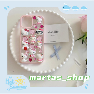 ❤️ส่งของขวัญ❤️ เคสไอโฟน 11 12 13 14 Pro Max การ์ตูน HelloKitty ความนิยม แฟชั่น ฤดูร้อน Case for iPhone สาวน่ารักหัวใจ