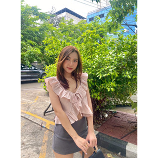 A49 เสื้อระบาย ผูกหน้า เสื้อแฟชั่น