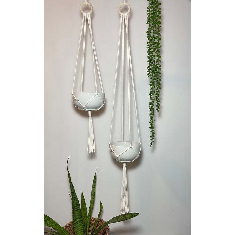 เชือกแขวนต้นไม้ ใส่กระถางต้นไม้ ใส่ของ เชือกถักมือ ตกแต่งบ้าน