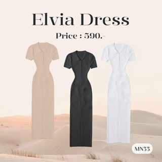 MN33 | ELVIA DRESS เดรสไหมพรมคอปก ดีเทลผูกโชว์หลัง