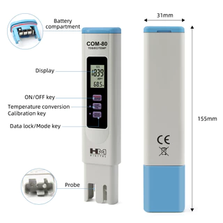 RCYAGO เทอร์โมมิเตอร์/ec/tds meter ด้วยการทดสอบคุณภาพน้ำ ATC สำหรับการปลูกพืชไร้ดิน พร้อมแบตเตอรี่