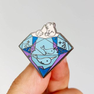 เข็มกลัด / หมุดโลหะ ภาวะโลกรวน Stop Climate Change Protect Marine Marine Environment Awareness  ❄💎🐼🐳🌊 (Hard Enamel Pin)