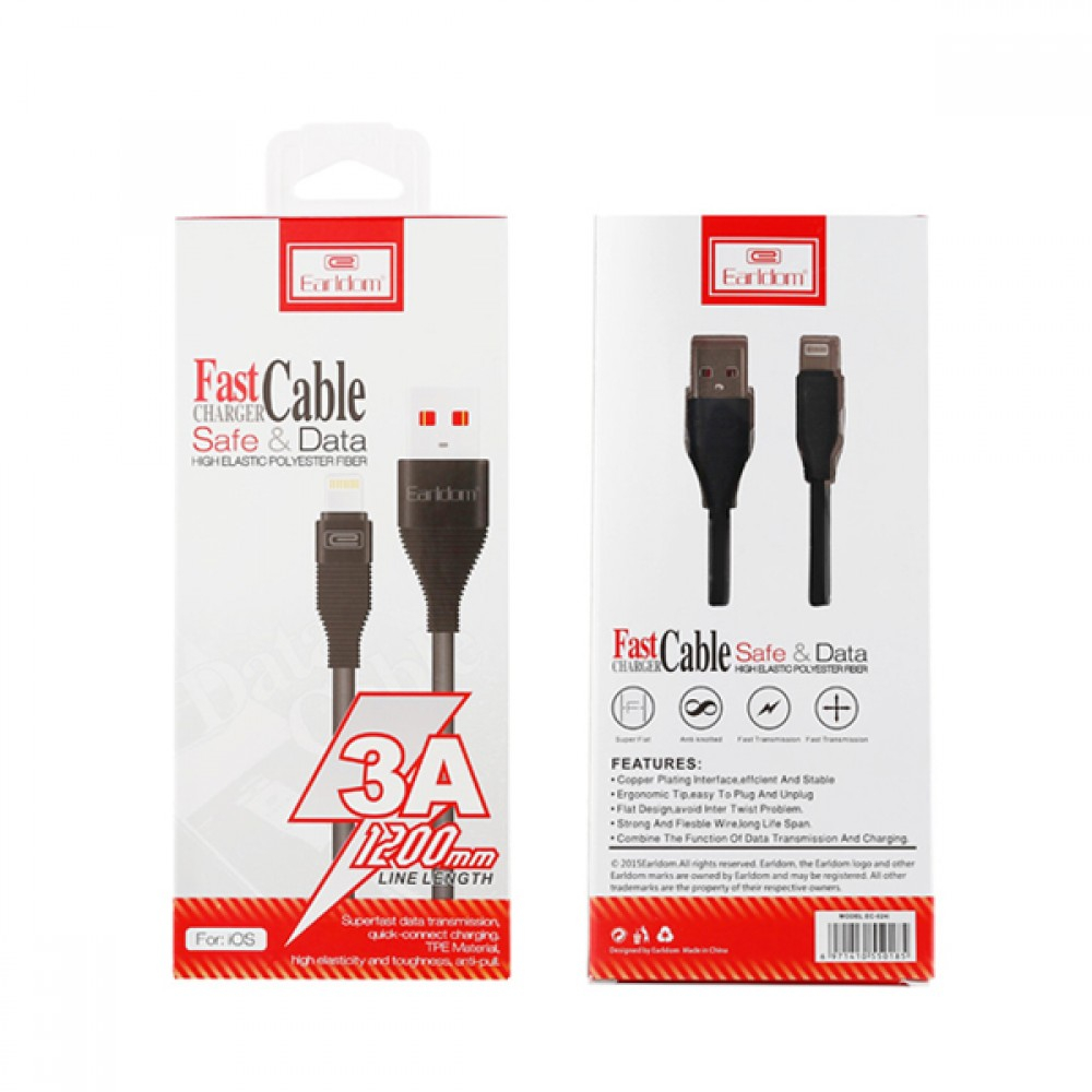 สายชาร์จมือถือ หัวType-c ชาร์จเร็ว 3A Fast Charger ยาว 1.2M  Earldom EC-024 ของแท้