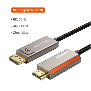 CABLETIME สายDisplayPort to HDMI Cable 8K Uni-Directional 8K 60Hz Displayport 1.4 to HDMI 2.1 Cable 4K 120Hz