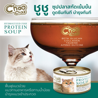 [6กระป๋อง] Choo Choo อาหารเสริมแมว ซุปปลา สูตรเสริมภูมิคุ้มกัน 80g. (ชูชู  อาหารแมวป่วย เหลว Protien soup)