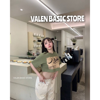 VALEN BASIC STORE 💚 เสื้อยืดครอป สีเขียว LW