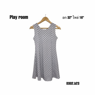 Women Dress dot เดรสผู้หญิงลายดอทผ้าไม่ต้องรีด อก 32 D302.b23