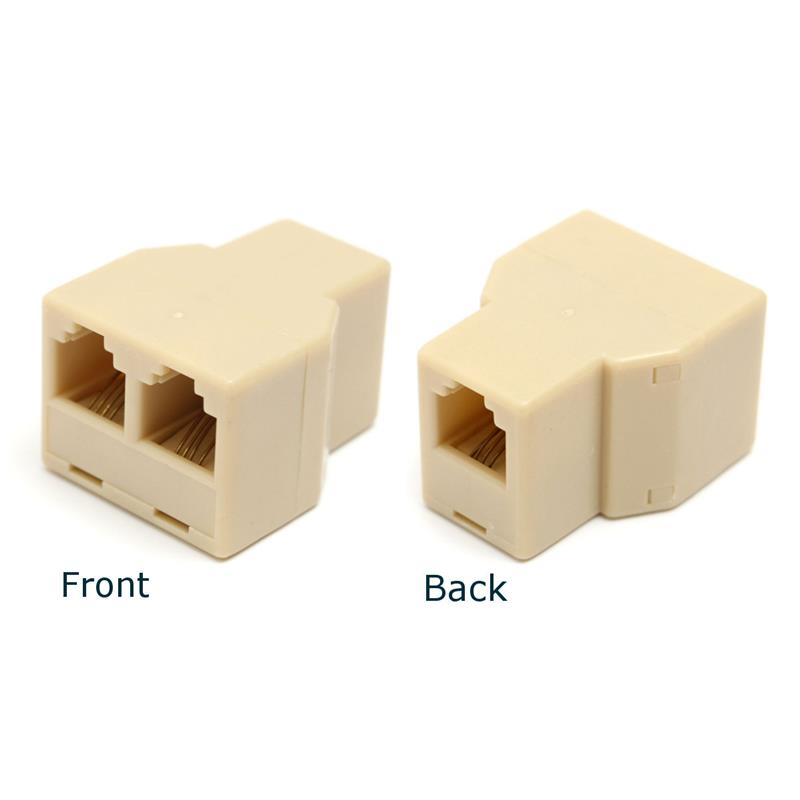 ข้อต่อโทรศัพท์ เข้า 1 ออก 2 ตัวเมีย 6P4C RJ11 Telephone Splitter  1 to 2 Female RJ11 Telephone Phone Jack Line