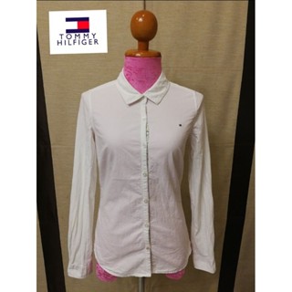 TOMMY HILFIGER Brand_2nd hand เสื้อเชิ้ตวินเทจสีขาว ผ้าฝ้าย​ 💯%(อ๊อกฟอร์ด)​/ Made in China​🇨🇳​/ แท้มือสองกระสอบนำเข้า​