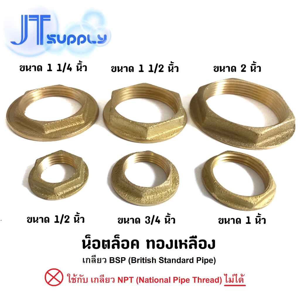 แหวนล็อค / น็อตล็อค ประปา ทองเหลือง (BSP) (ทองเหลืองหล่อ) – โปรปัง
