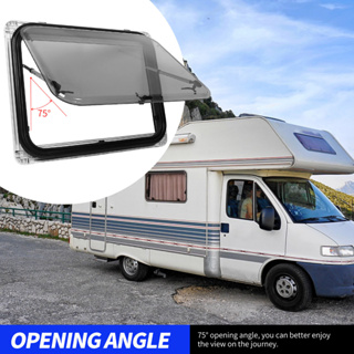 Aries306 หน้าต่าง RV พร้อมม่านบังแสง 60 องศามุมเปิด H800mm W600mm Cutout Push Out Window สำหรับ Camper Trailer Van