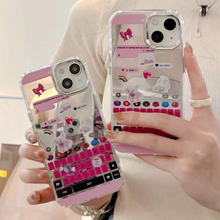 🎁ส่งของขวัญ🎁เคสไอโฟน 11 13 12 Pro Max โบว์หูกระต่าย กระจกเงา เคส for ไอโฟน14 pro max soft case Iphone