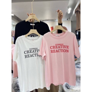 เสื้อยืดสกรีน CREATIVE REACTION 💗🖤🤍ป้าย its me basic