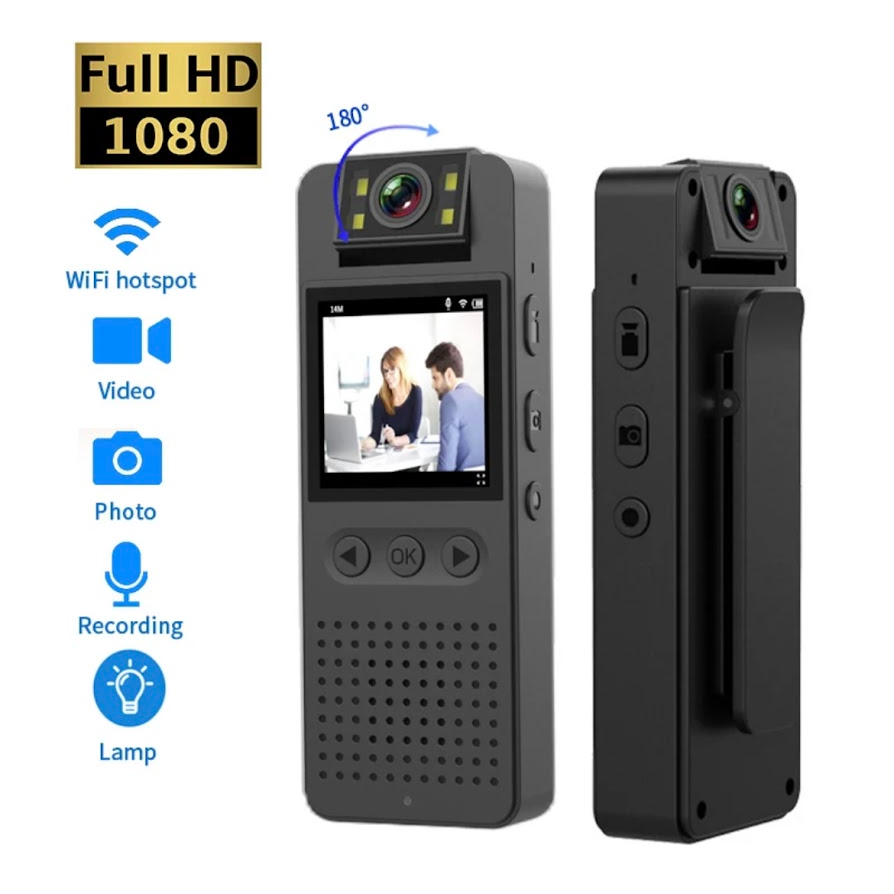 CS06 1080P FHD อินฟราเรดกล้องขนาดเล็กมองเห็นกลางคืนหน้าจอ LED ขนาดเล็กกล้องวิดีโอ Bodycam ตำรวจ Cam กล้องติดจักรยาน