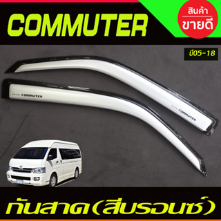 กันสาดประตู กันสาด 2 ชิ้น สีบรอน ทรงเรียบ รถตู้ HIACE commuter 2005 - 2018 ใส่ร่วมกันได้