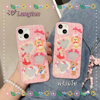 🌈Langton🌸สไตล์สร้อยข้อมือ เส้นขอบโปร่งใส ป้องกันการหล่น ขอบเต็ม iphone 11 14 pro max การ์ตูน case for iPhone 12 13