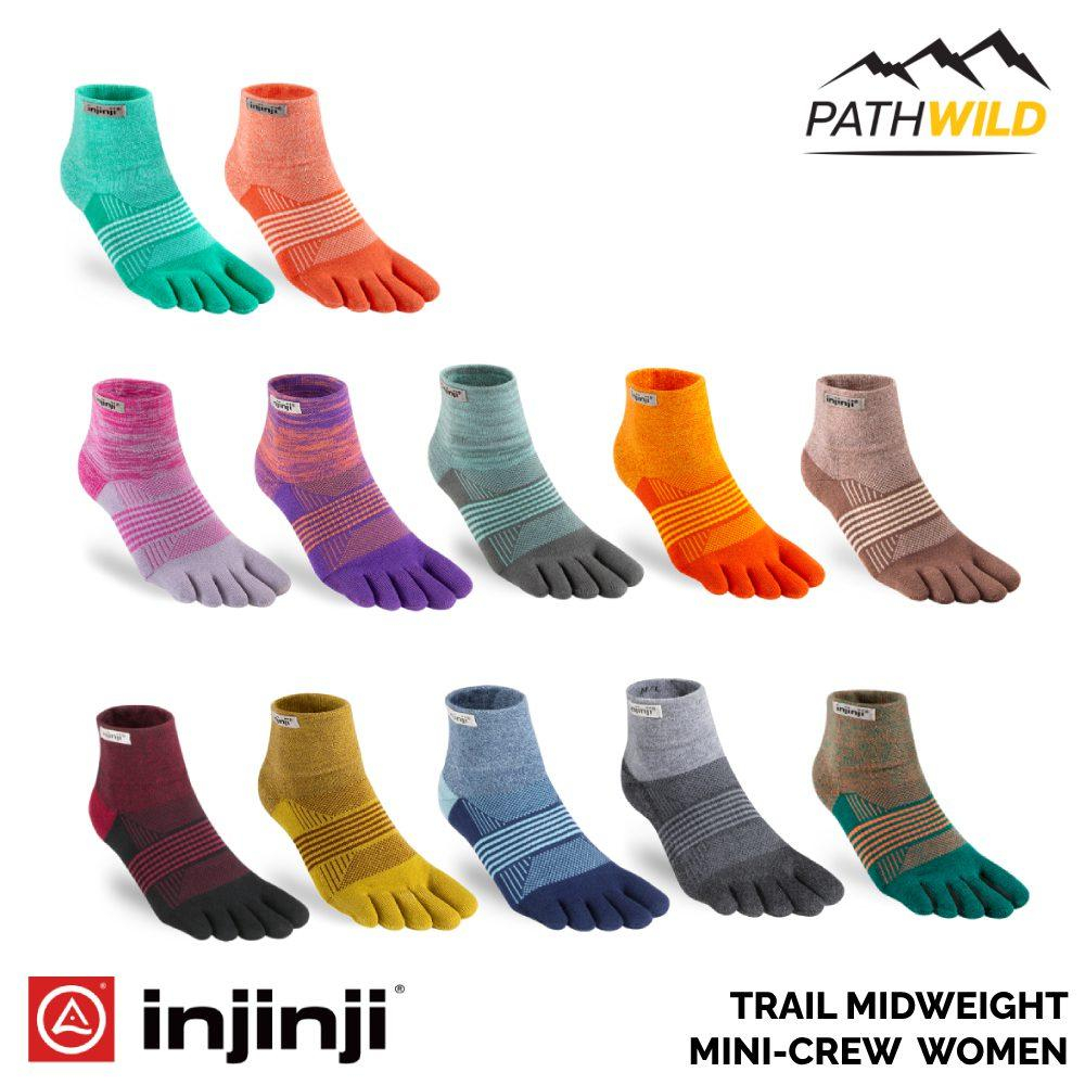 INJINJI WOMEN TRAIL MIDWEIGHT MINI-CREW ถุงเท้าแยกนิ้ว เหมาะกับการวิ่ง การออกกำลังกาย ใส่ในชีวิตประจำวัน สำหรับผู้หญิง