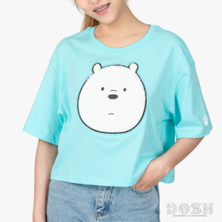 DOSH WOMENS CROPPED TOPS WE BARE BEARS เสื้อยืดทรงครอปสั้น ผู้หญิง DBBWT1025-GR