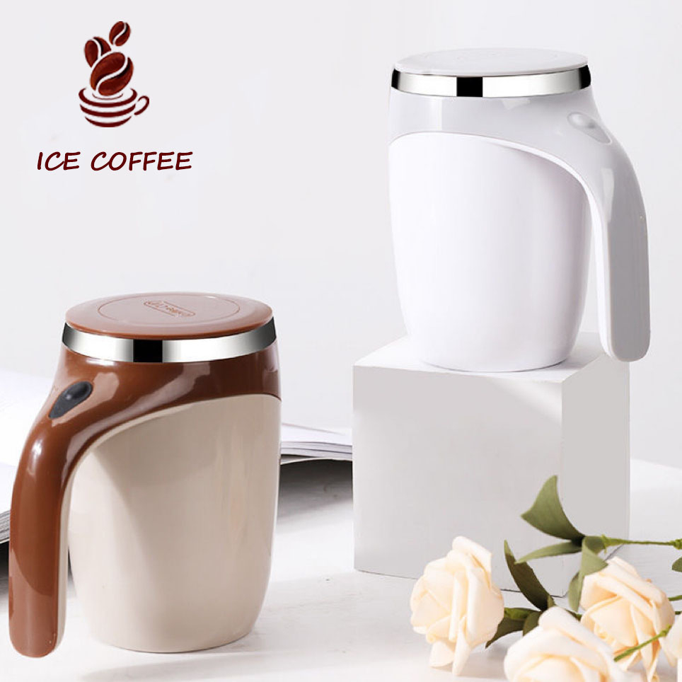 🧊 ICE COFFEE แก้วปั่นอัตโนมัติ 380ML ใส่ถ่าน สแตนเลส 304 แบบพกพา มีให้เลือก 2สี แก้วชงอัตโนมัติ แก้วปั่นอัตโนมัติ