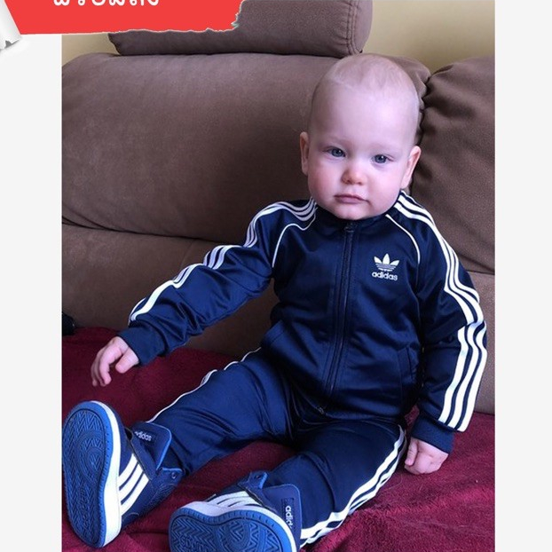 ชุดแทรค Adidas ชุดเสื้อฮู้ดและกางเกงวอร์มสีน้ำเงิน อาดีดาส