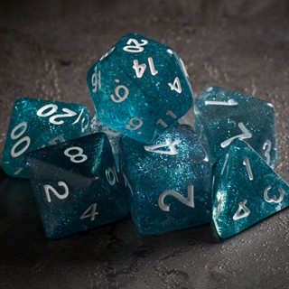 Sapphire Mirage Dice Set of 7 | ลูกเต๋า Dice For DnD D&amp;D MTG RPG TRPG เกมกระดาน บอร์ดเกม Game ไพ่ทาโรต์ Magic เมจิก