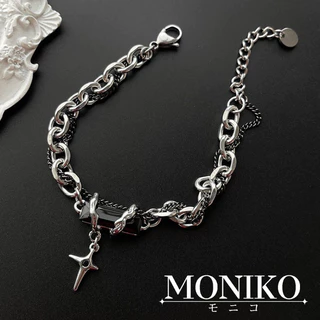 MONIKOสร้อยคอทองคำขาว Zircon Star Mans