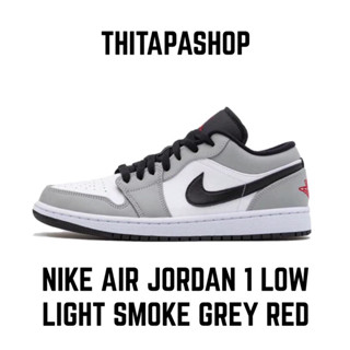 NIKE AIR JORDAN 1 LOW LIGHT SMOKE GREY RED