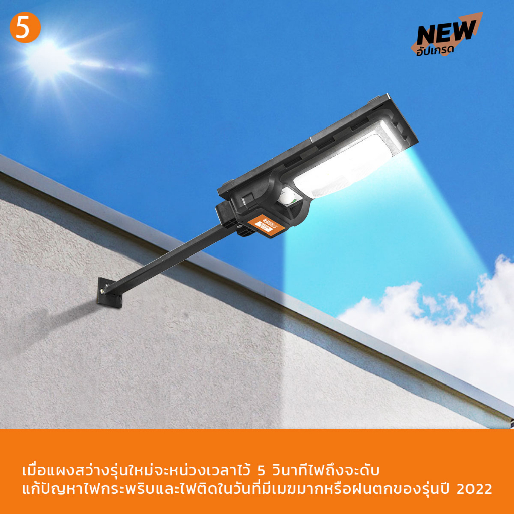 MODI ไฟถนนโซล่าเซลล์ 30W แสงขาว/เหลือง daylight warmlight ขาเหล็ก สว่างค้าง โคมไฟพลังงานแสงอาทิตย์ - 3