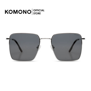 KOMONO Laurent Silver smoke แว่นกันแดดทรงสี่เหลี่ยม โลหะ สีเทาเงิน